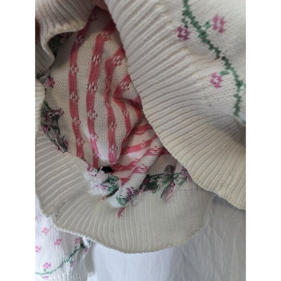 Vintage 80s Eddie Bauer Cute Ducks Watermelon Cotton Knit Pullover Sweater LRG - Picture 5 of 14